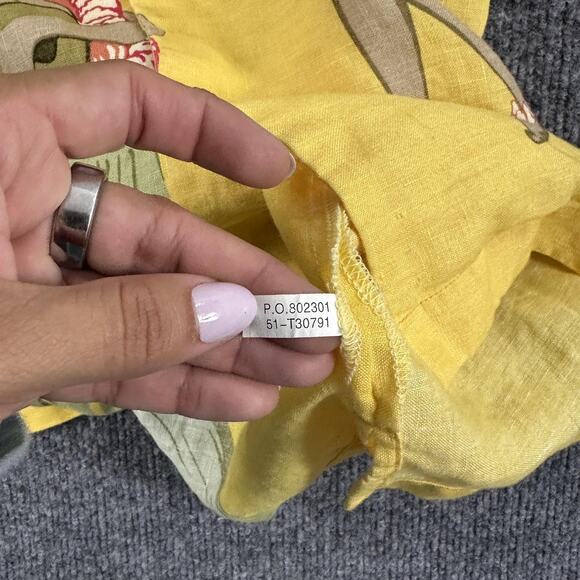 Tommy Bahama Shirt Mens Large Yellow 100% Linen Hawaiian Hula Ukulele Aloha - Picture 9 of 12